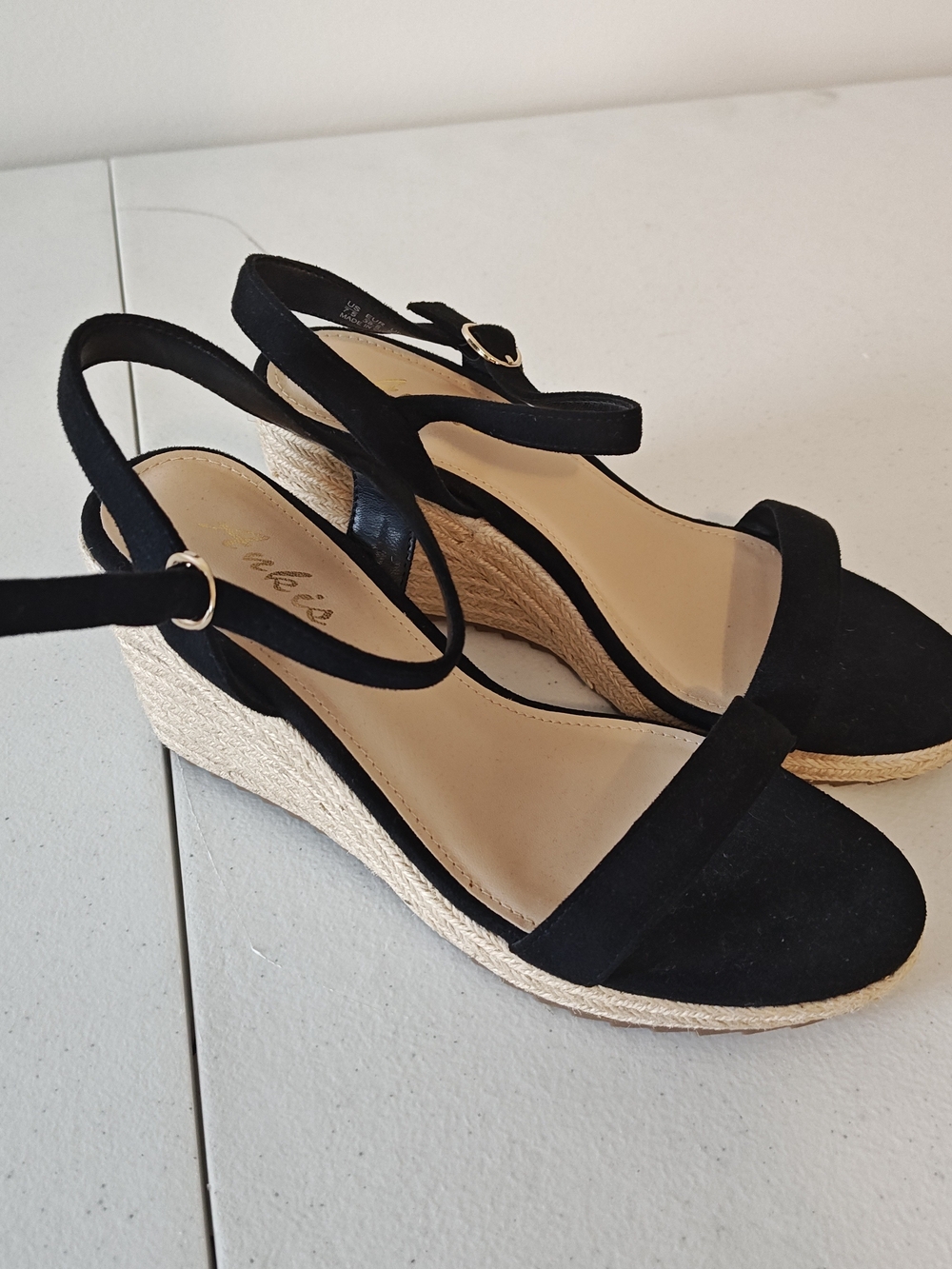 Ankleis Black Espadrille Wedge Sandals 7.5 Black Used‎ Summer Boho Chic - Picture 3 of 9